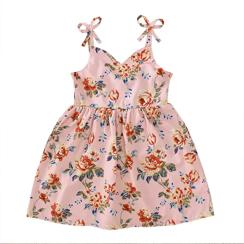 

Summer 2021 Girls Dress Girls Summer Dress Strap Print Floral Cute A-Line Girl Dress Vestidos 6M-6T
