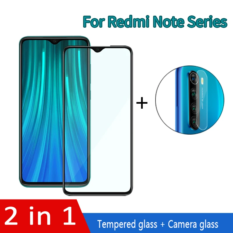 2 в 1 камера закаленное защитное стекло для Xiaomi Redmi Note 6 7 8 Pro объектив камеры полное