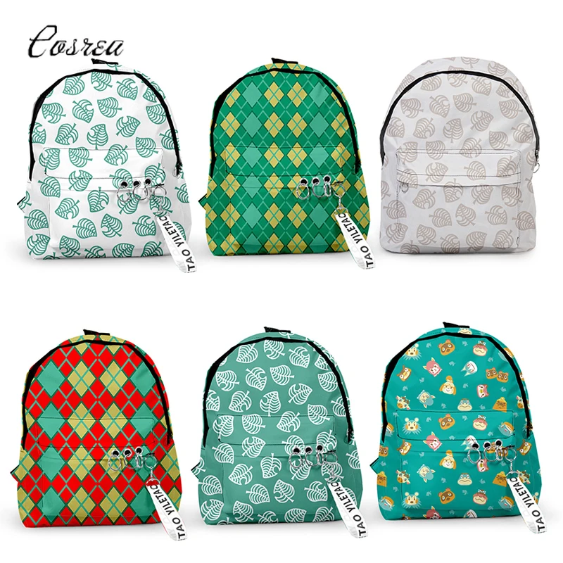 Game Cosplay Animal Crossing Backpack Accessories Leaf Print Bag Tom Nook Isabelle School Bags Mochila Feminina Knapsack Gifts