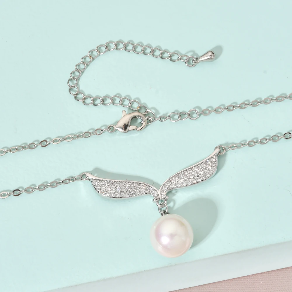 Korean fashion temperament angel wings pearl zircon pendant women/girl innocent romantic jewelry gift D-040 | Украшения и