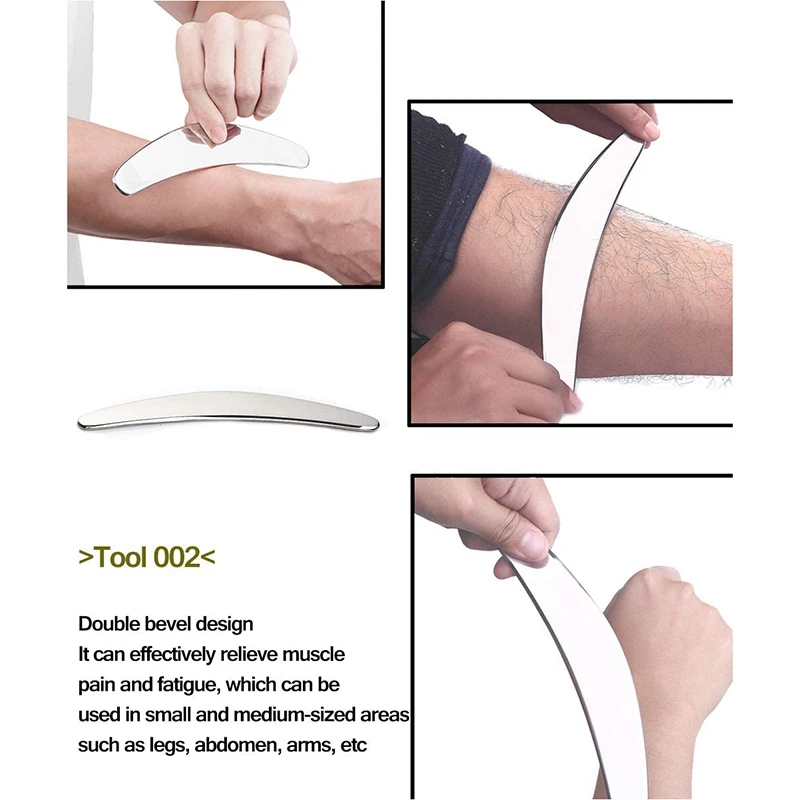 

4Pcs Stainless Steel Scraping Massage Set Is Suitable for Legs, Arms, Head, Shoulders and Body Points