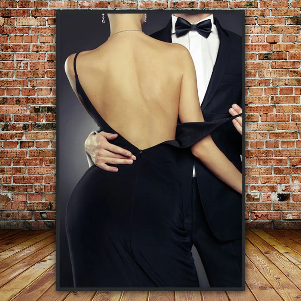 

Sexy Couple Canvas Painting Man Woman Love Wall Art Picture Modern Girl Nude Back Poster And Print Living Room Home Decoration