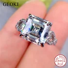 Роскошное бриллиантовое кольцо Geoki VVS1 VVS1 из серебра 5,5 карата с идеальной огранкой, вечернее Ювелирное Украшение с квадратным муассанитом