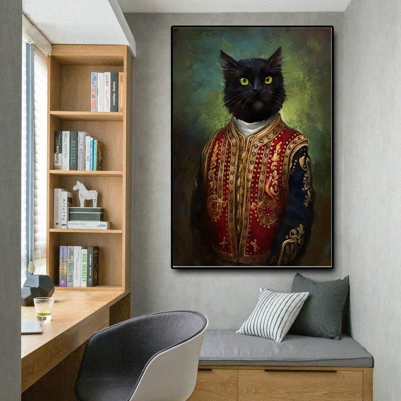 Винтажная одежда в классическом стиле с изображением черной кошки постеры и