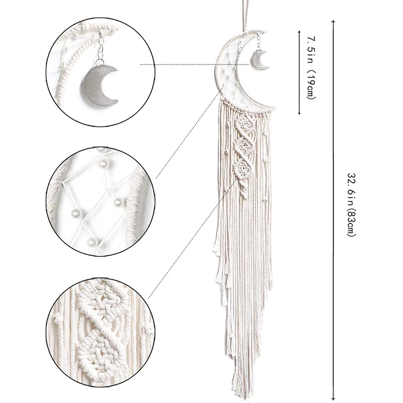 

Moon And Star Macrame Tapestry Dream Catcher Boho Home Decor Handmade Woven Wall Hanging Kids Room Decoration tapiz pared