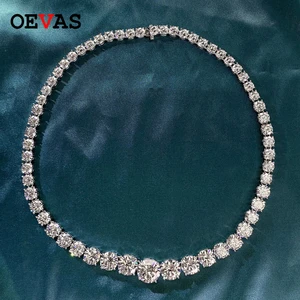 OEVAS 100% Серебро 925 пробы Сверкающее полное высокоуглеродистые бриллианты 18 дюймов ожерелье для невесты ювелирные изделия для свадебной помолвечерние