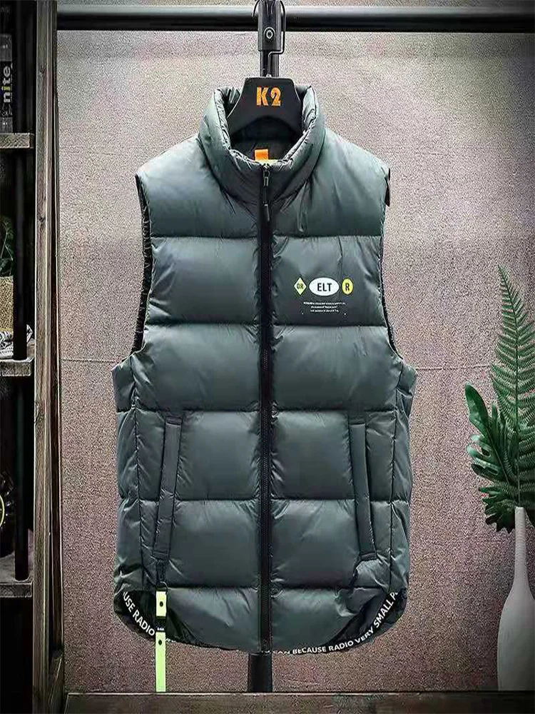 

Down Vest Men's Autumn And Winter New Warm Vest Korean Version of The Tide Youth White Duck Down Outer Wear Thick Vest Large 5XL