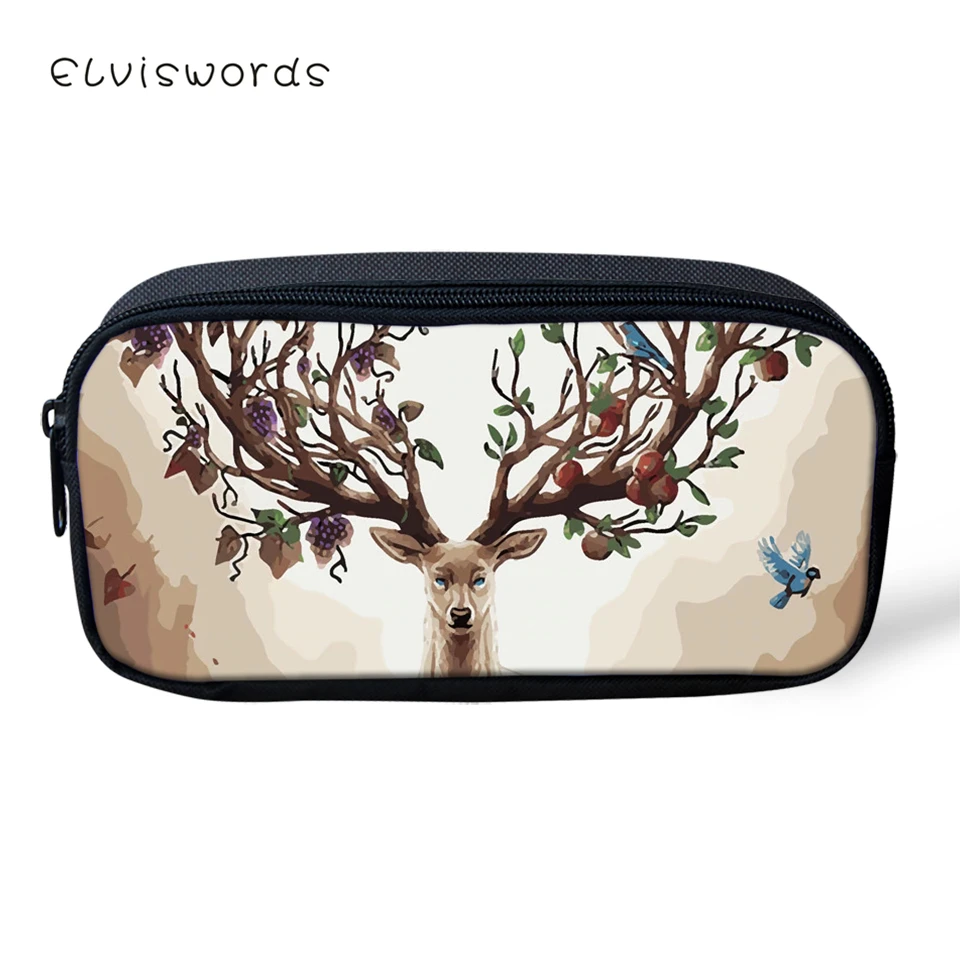 ELVISWORDS модный пенал для детей Фэнтези олень шаблон студенческий ящик мультфильм