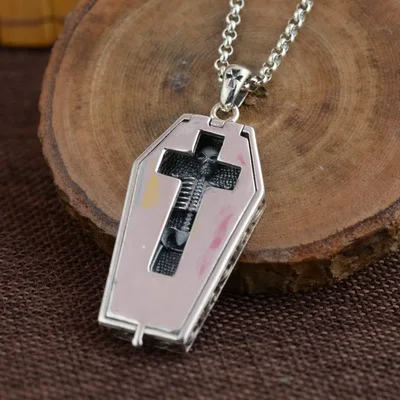 

Openable Box Hollow Cross Pendant 925 Sterling Silver Male Skull Gothic Religious Jewelry Thomas Sabor