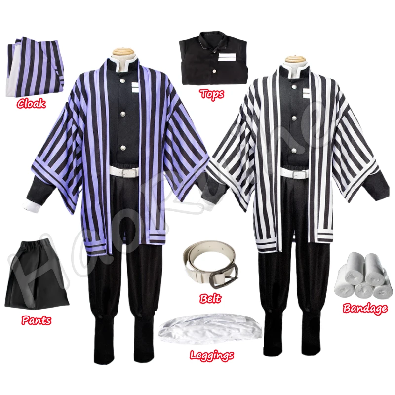 

Новый парик для косплея из аниме «рассекающий демонов» киметсу (No Yaiba Iguro Obanai), костюм для вечевечерние НКИ на Хэллоуин, белая искусственная к...