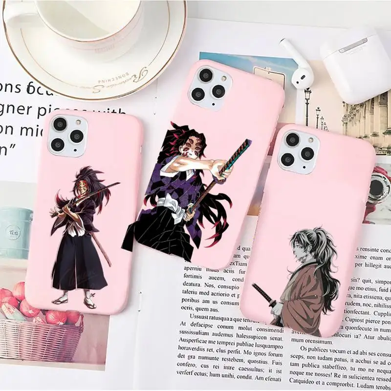 

Kokushibou Demon Slayer anime Phone Case Candy Color for iPhone 6 7 8 11 12 s mini pro X XS XR MAX Plus