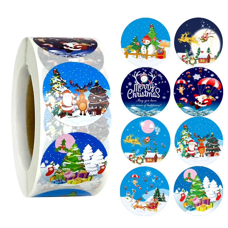 

500 шт. в рулоне, Санта Клаус, лось, фотообои, рождественский подарок, декоративная наклейка для упаковки