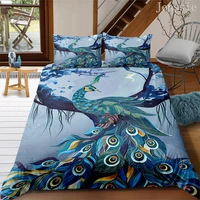 chinese style peacock crane bedding set 3d printed duvet cover pillowcase 23 pcs bed linen usaueu size bedclothes no sheet