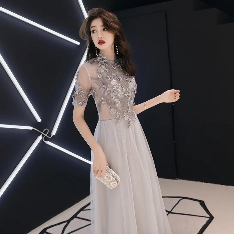 Красивое Эмили 2020 очаровательное вечернее платье с высоким воротом и коротким
