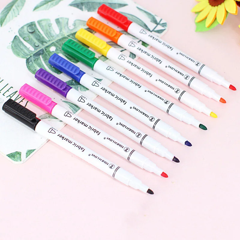

8 Pcs/Set Clothes Textile Marker Fabric Paint Pen DIY Crafts T-shirtPigmentPaintingPenSchoolHomeStationery Graffiti Supply Stock
