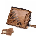 Мужские кошельки KAVIS Crazy Horse, мини-кошелек из натуральной кожи, винтажные кошельки, кожаный кошелек, Кошмар перед Рождеством