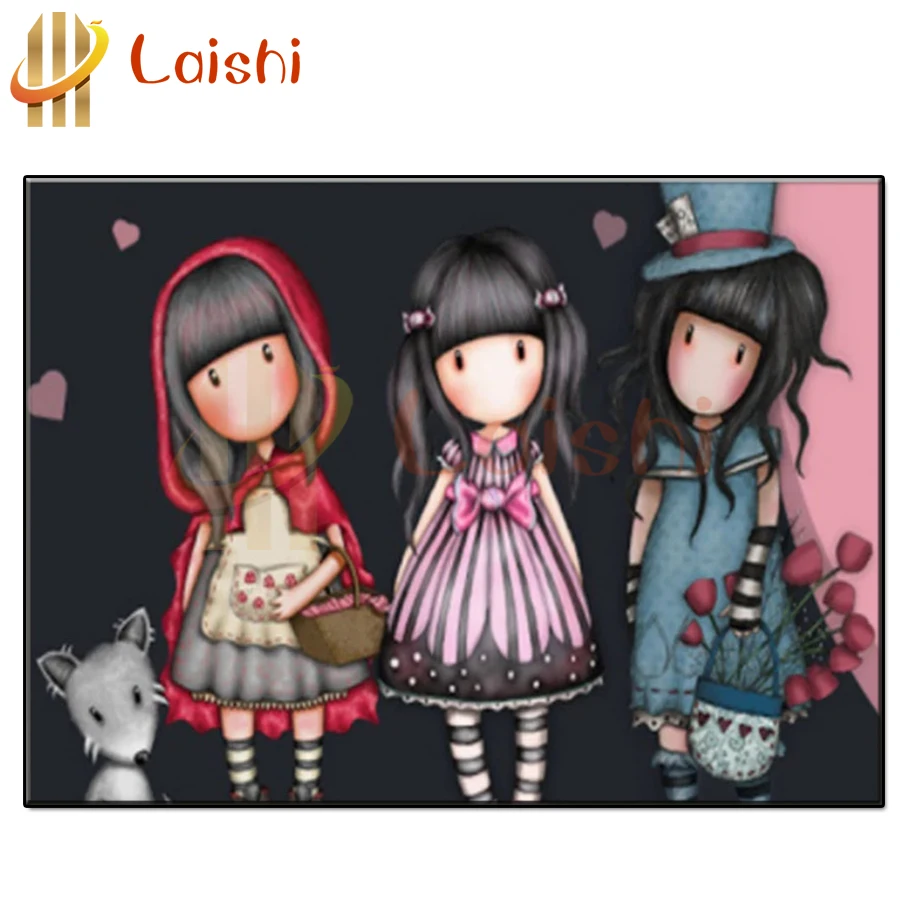 

5D DIY Full Square Round Resin Diamond Painting Cartoon cute little girl Cross Stitch mosaic Embroidery Mosaic New Arrival