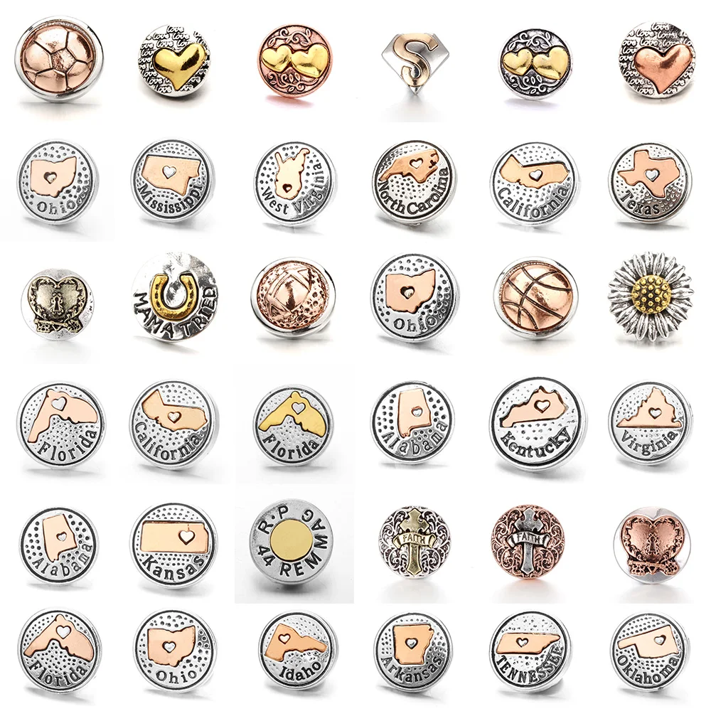 5 шт./лот оптом стильная кнопка-застежка ювелирные изделия смешанные двухцветные