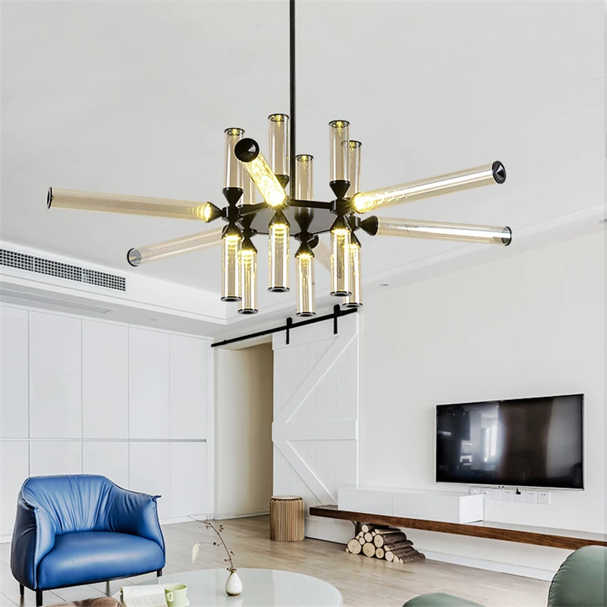 

Nordic Modern Glass LED Chandelier Lighting Living Room Hotel Lobby Pendant Lamp Kitchen Fixtures Light Hanging Lamps Luminaire