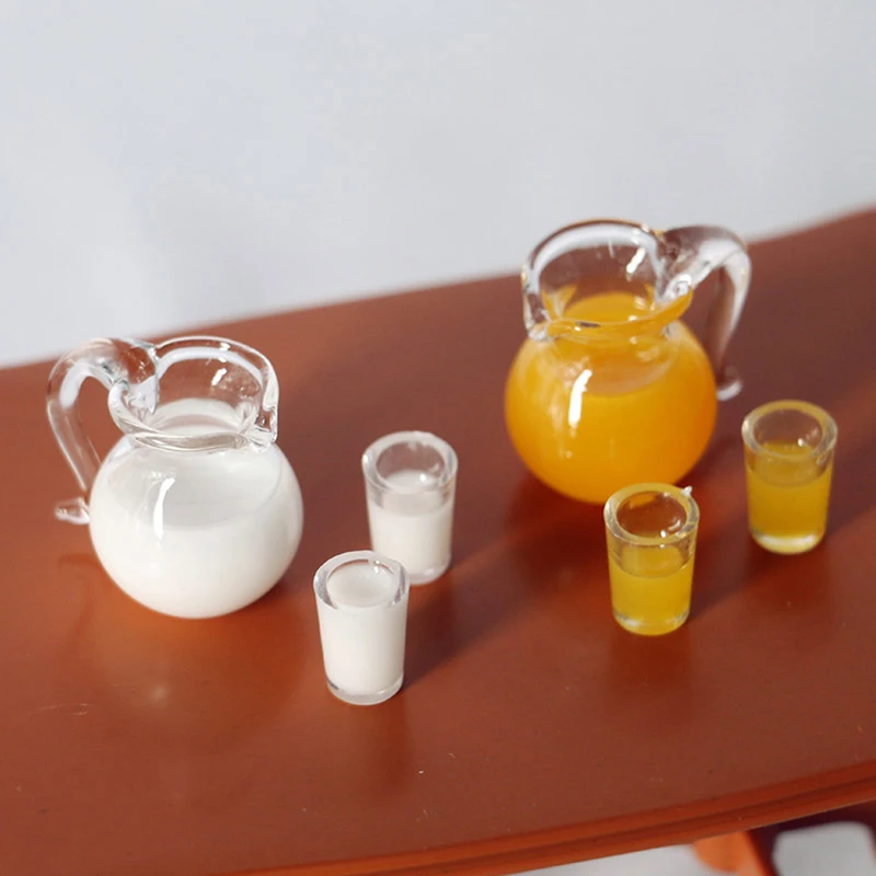 

3Pcs 1/12 Dollhouse Miniature Kitchen Milk/Juice Bottles & Cups Model Supplies