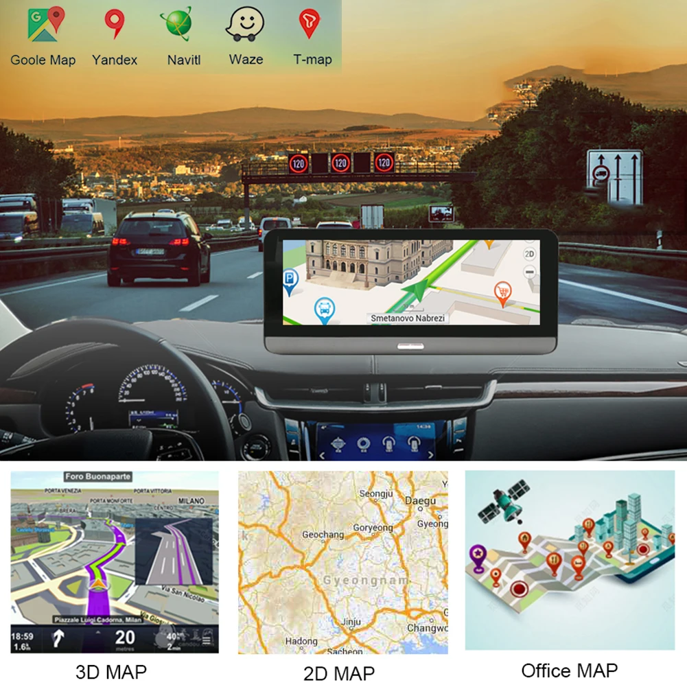 8 дюймов 4G Android Видеорегистраторы для автомобилей Камера GPS навигации ADAS FHD 1080P
