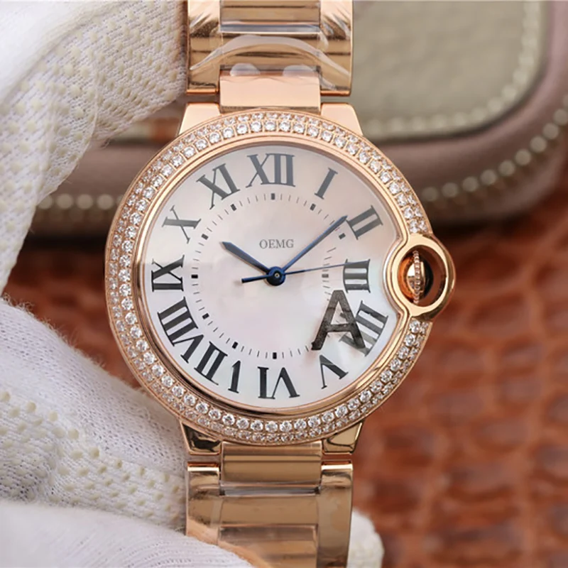 

Women Watch Automatic Mechanical Watch For Lady OEMG 33mm Diamond Rose Gold Dial 316 Stainless Steel Strap 1:1 AAA Replica Watch