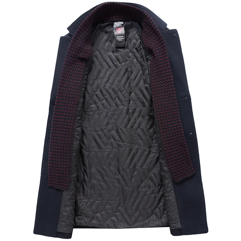 Классическое пальто со съемным шарфом Мужская однотонная Толстая шерстяная