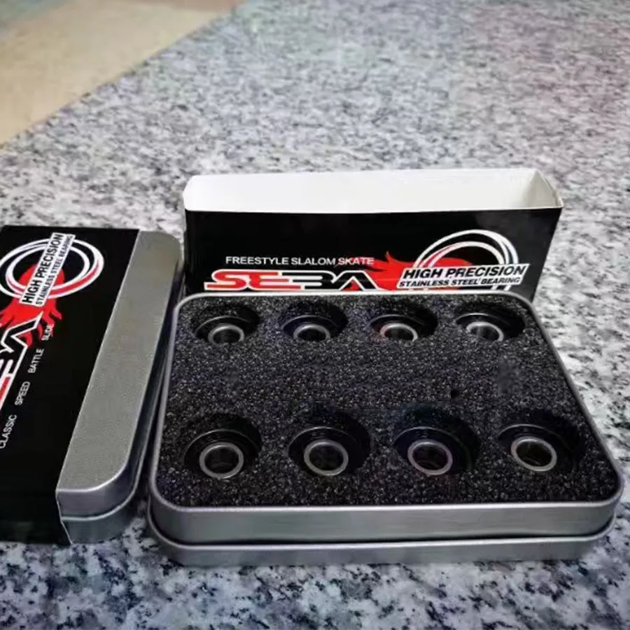 Original SEBA 16PCS Black Ball Ceramic Bearings 608zz Black Pottery Beads Zirconia Roller Skating Speed Patines Bearing