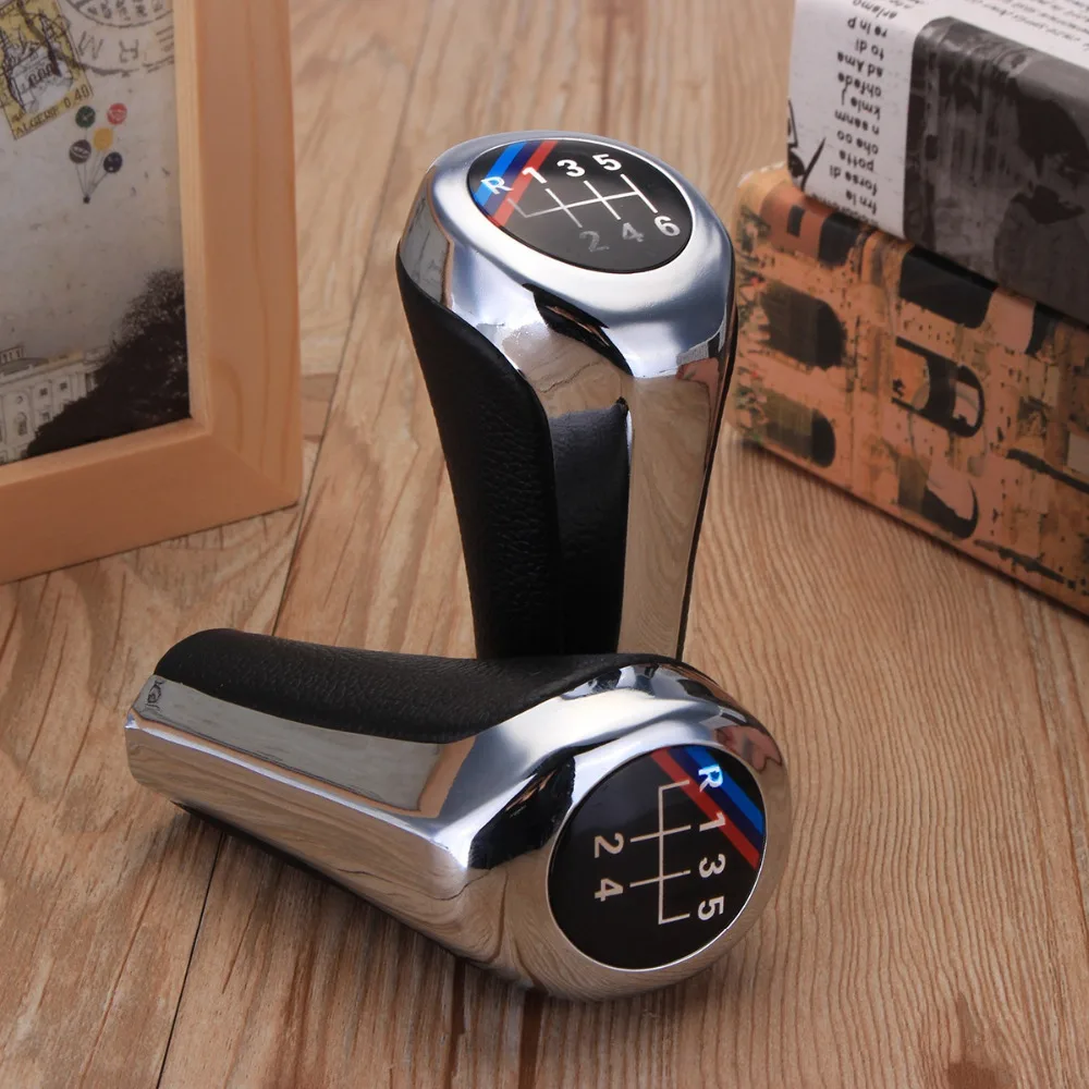 Автомобиль 5 Скорость 6 из искусственной кожи хромированный ручной Шестерни