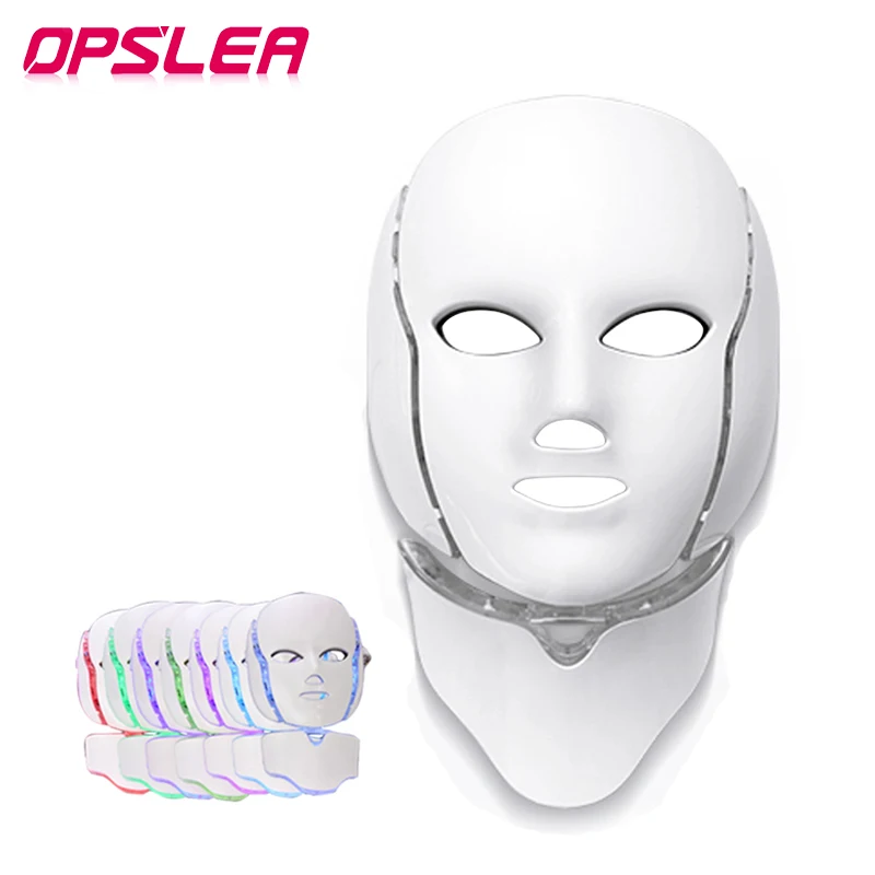 

7 Colors Photon Electric Led Facial Mask With Neck Beauty Spa Led Therapy Mask Skin Care Rejuvenation Wrinkle Acne Removal Mask