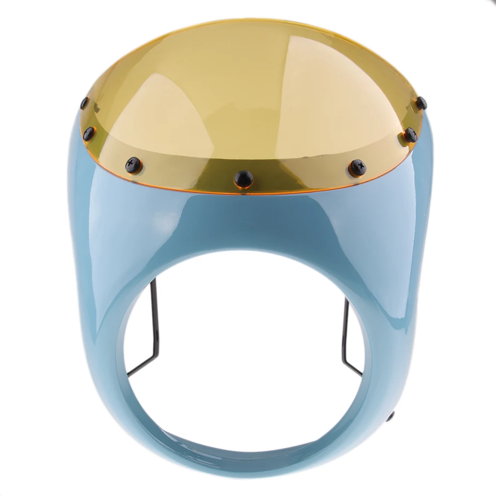 

7inch Motorcycle Front Headlight Fairing Screen Cover for Retro Cafe Racer Blue