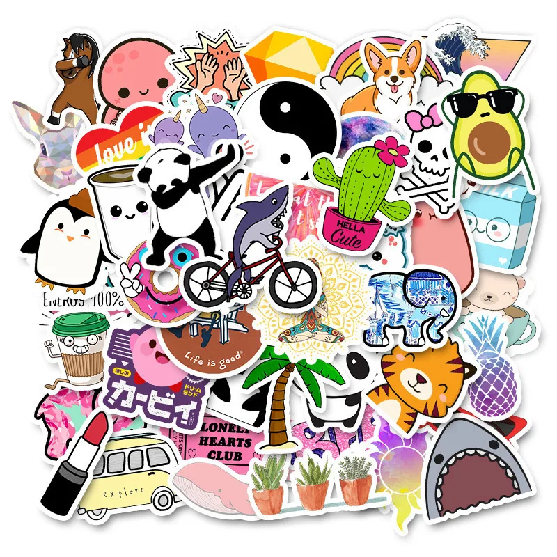

50PCS Pack Cool Vsco Girl Stickers Cartoon Anime Pegatinas to Skateboard Laptop Fridge Suitcase Guitar Kids Toy Decal Stickers