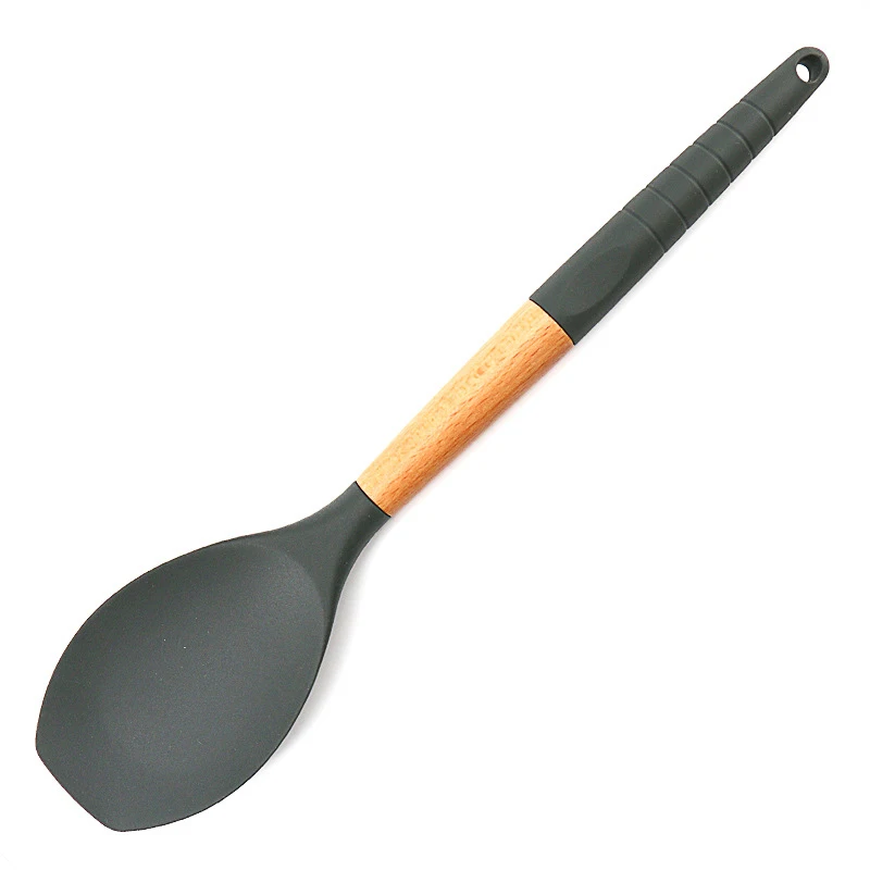 

Kitchen Utensil 11pcs Silicone Baking Utensil Set with Storage Bucket Wooden Cooking Tool Non-stick With Hanging Hole J