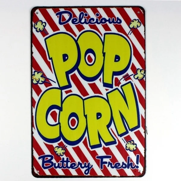 

metal Tin Sign 20*30 cm delicious popcorn sticker Decor Bar Pub Home Vintage Retro Poster comic sticker(Visit Our Store,