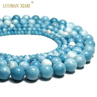 wholesale aaa 100 natural china larimars blue round stone beads for jewelry making diy bracelet necklace 4681012 mm