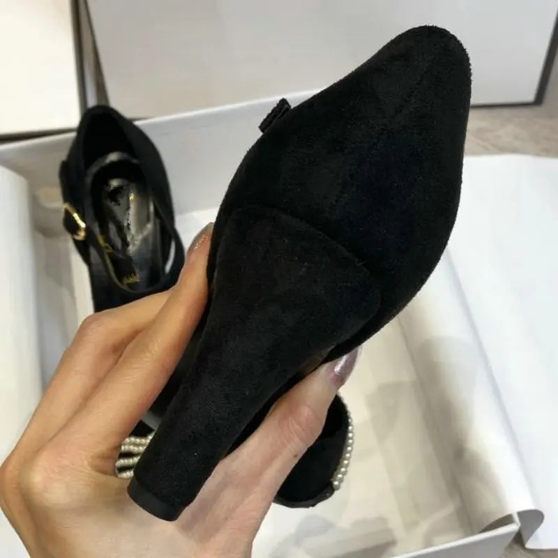 Босоножки женские замшевые с острым носком однотонные Туфли на каблуке