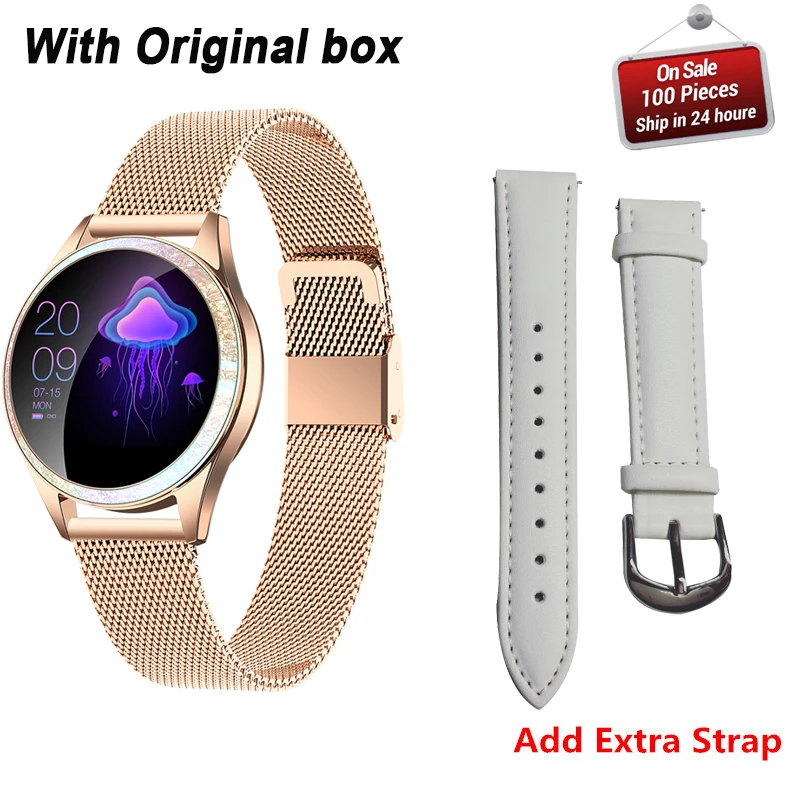 add extra strap KW20 женские Смарт-часы, модный прекрасный браслет, монитор сердечного ритма, мониторинг сна, умные часы для IOS Android PK H8 S3 KW10, ремешок - Цвет: add extra strap