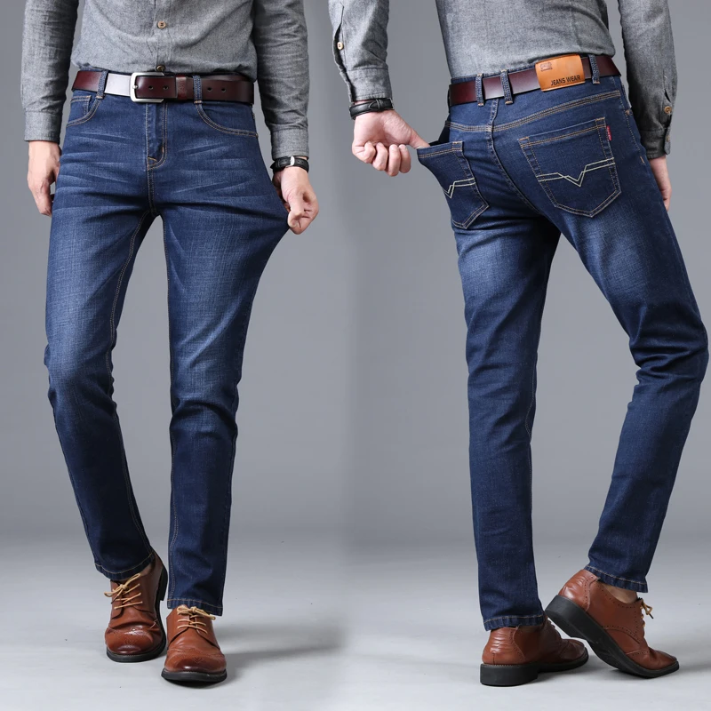 

Factory Sell High-quality Stretch Men's Business Jeans and Men's Style Straight and Versatile Denim Long Pants Busniss Office