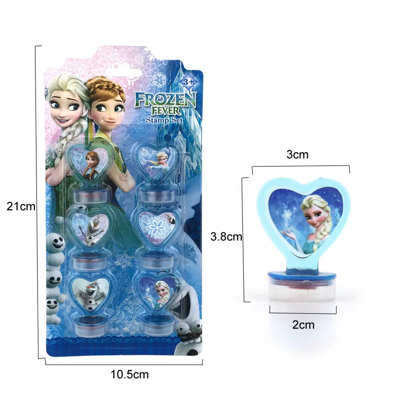 

2021 new Disney 6PCS Frozen Princess Aisha Spiderman cartoon toy stamp stamped children's painting tools art supplies toy gifts