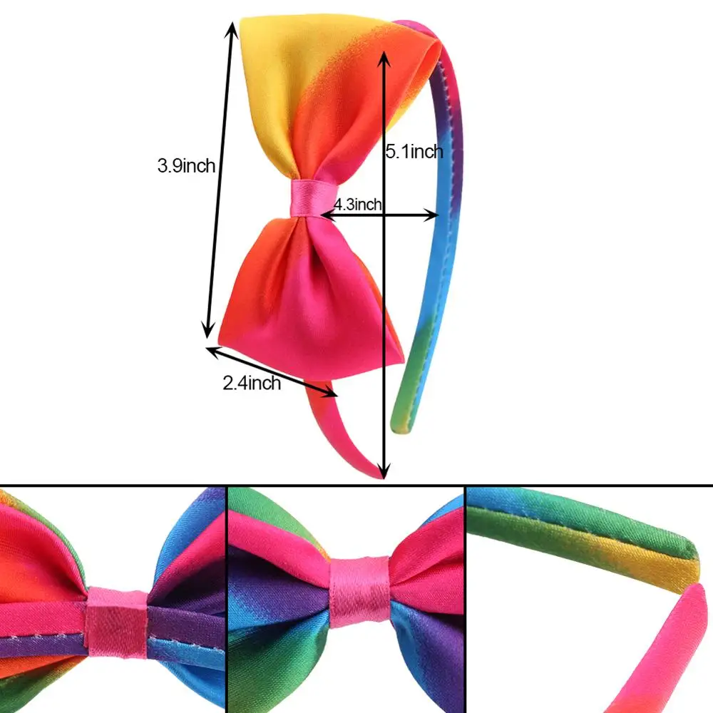 10 шт. атласная Радуга ободок с бантиком для девочки Дети женские аксессуары волос
