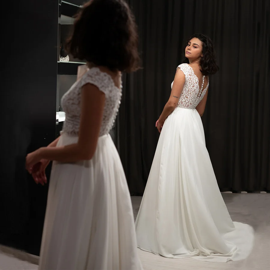 Простое свадебное платье Vestidos De Novia, кружевное, шифоновое, Пляжное, свадебные платья большого размера mariage trouwjurk