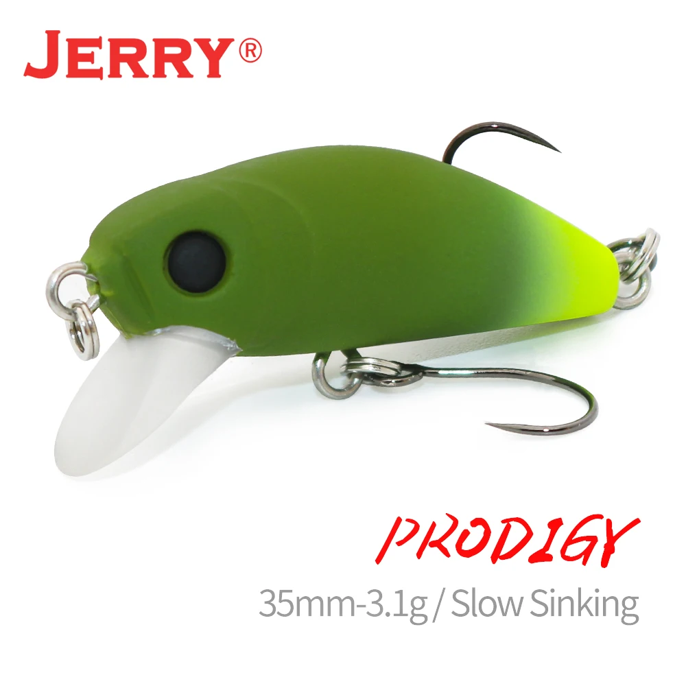 

Jerry Prodigy Slow Sinking Plastic Fishing Wobbles Hard Baits 35mm 2.6g Diving Crank Bait Single Hook Trout Pike Fishing Tackle