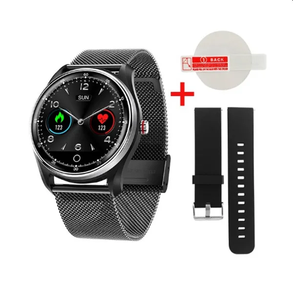 LYKRY MX9 ЭКГ PPG Мужские Женские Смарт-часы кровяное давление монитор сердечного ритма IP68 Смарт-часы водонепроницаемые Смарт-часы Android - Цвет: Black Steel Strap