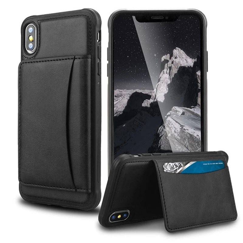 Кожаный противоударный чехол с подставкой для iPhone 11 Pro X XR XS Max Note 10|Чехлы-портмоне|