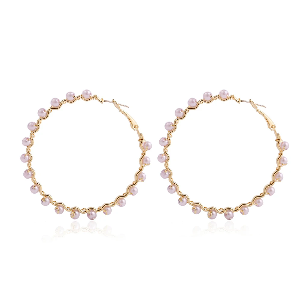 

Hanreshe Baroque Pearl Pendant Drop Earrings Trendy Jewelry Party Gold Long Female Long Round Star Earrings For Woman Girl Gift