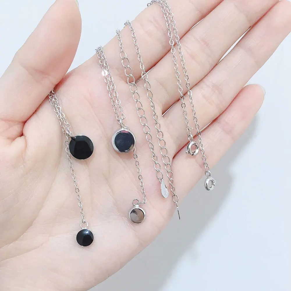 925 стерлингового серебра простой черного цвета с круглым носком диск кисточкой