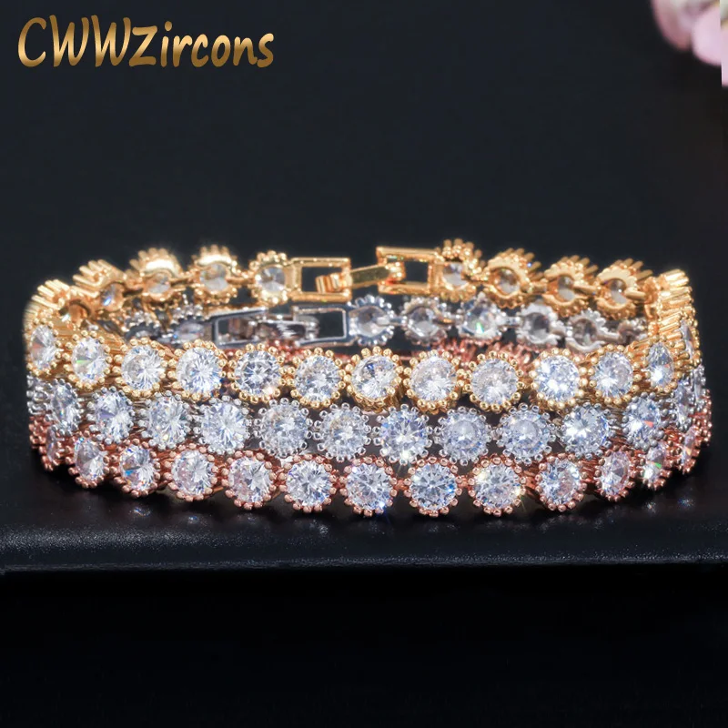 Женский Классический Теннисный браслет CWWZircons Круглый в форме короны с