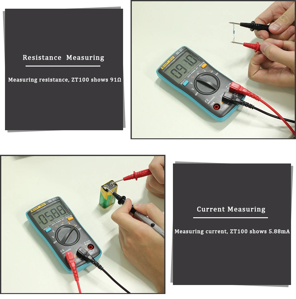 Цифровой мультиметр BSIDE ZT301 ZT302 True-RMS DC/DA вольтметр амперметр сопротивление