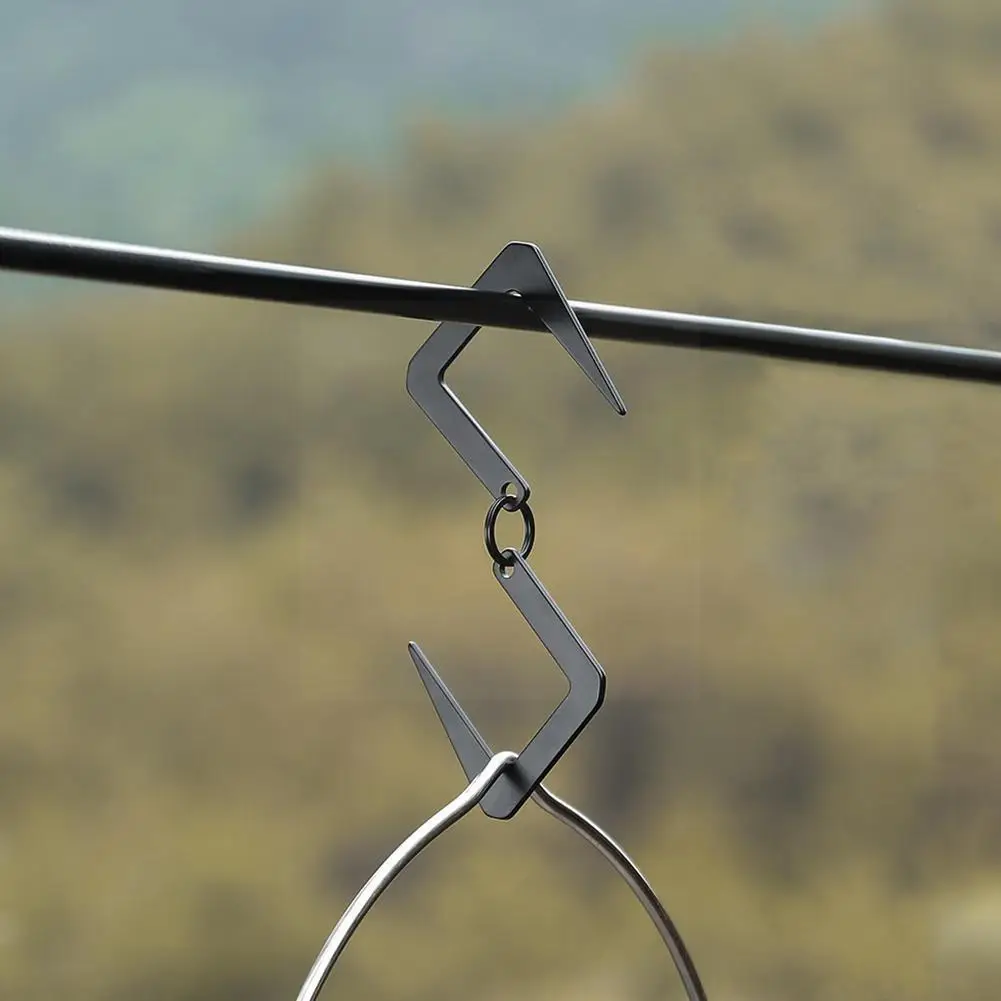 

1pc Camping Hanging Hook S-shaped Outdoor Triangular Pot Pan Cookware Lamp Holder Hook For Camping Clothesline Storage Rack L4q1