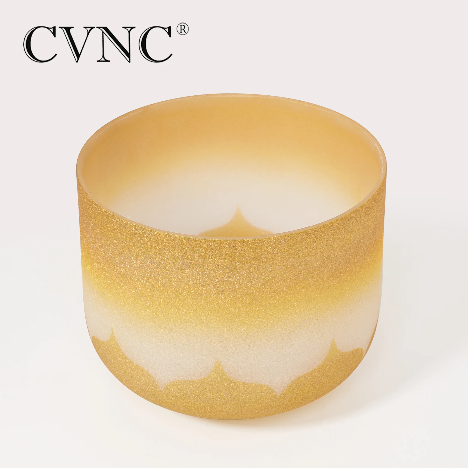 CVNC 8 дюймов лотоса Золотой матовая миска энергия чакры Кварцевый Поющая чаша